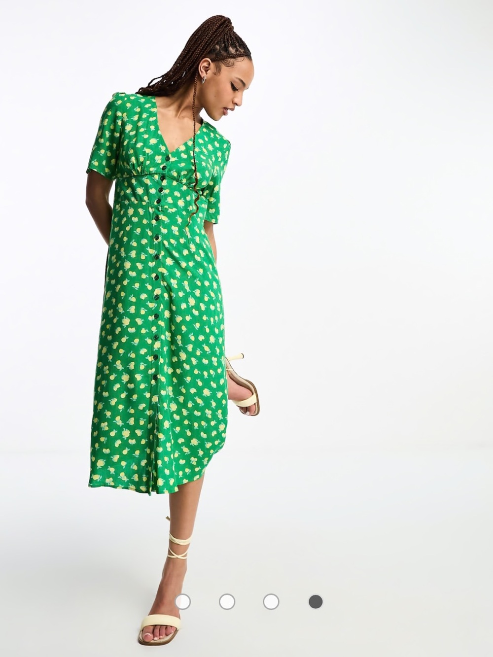 Nobody's Child Alexa lemon print midi dress in green